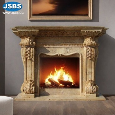 Elegant Travertine Fireplace Mantel, JS-FP299