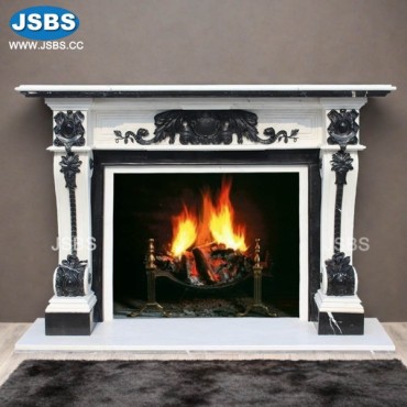 Black and White Marble Fireplace Mantel, JS-FP378