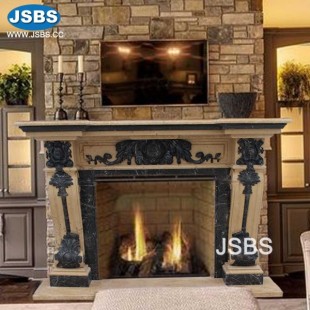 Brown and Yellow Marble Fireplace Mantel, Brown and Yellow Marble Fireplace Mantel