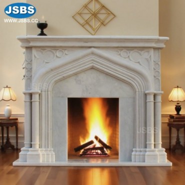 Indoor White Marble Fireplace, JS-FP216