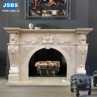 Luxury Lion Marble Fireplace , JS-FP274