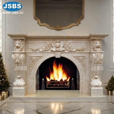 Luxury Lion Marble Fireplace , JS-FP274