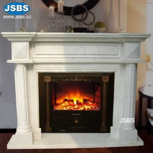 Pure White Pillar Marble Fireplace, JS-FP352