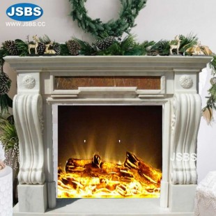 Scrolled Columns Marble Fireplace, JS-FP242