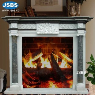 White and Black Column Fireplace, JS-FP176