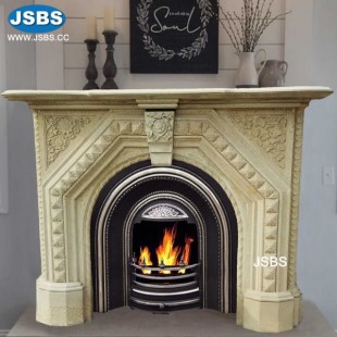 Beige Yellow Fireplace Mantel, Beige Yellow Fireplace Mantel