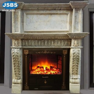 Bianco Perlino Marble Fireplace Mantel , JS-FP355