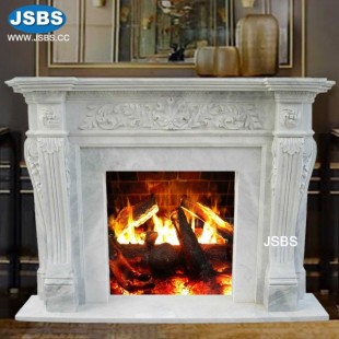 Classic White Marble Fireplace, JS-FP327