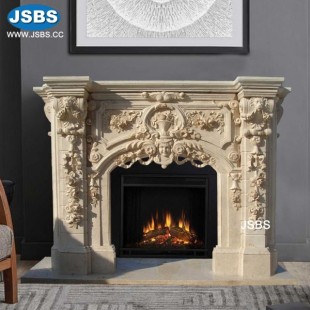 Classical Cream Fireplace Mantel, JS-FP005