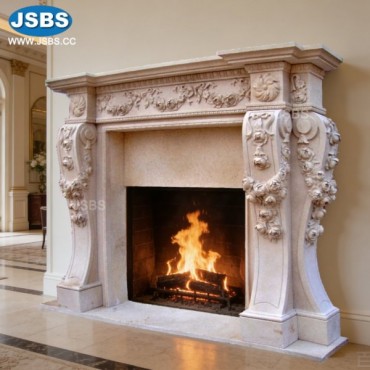 Cream Marble Fireplace Mantel, JS-FP151