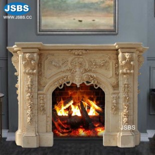 Cream Marble Fireplace, JS-FP043