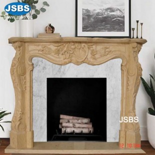 Dark Yellow Marble Fireplace, JS-FP039