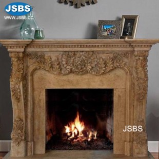 Dark Yellow Marble Fireplace, JS-FP078