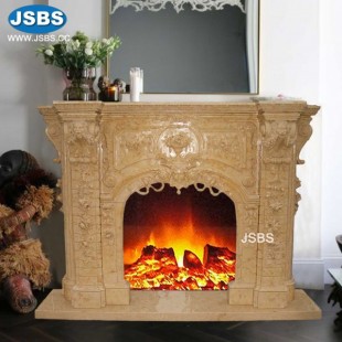 Dark Yellow Marble Fireplace, JS-FP117