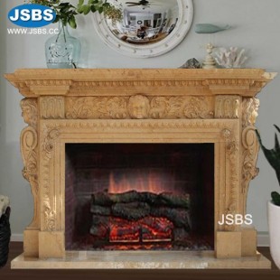 Dark Yellow Marble Fireplace, JS-FP119