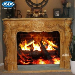 Dark Yellow Marble Fireplace, JS-FP222