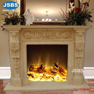 Dark Yellow Marble Fireplace, JS-FP231