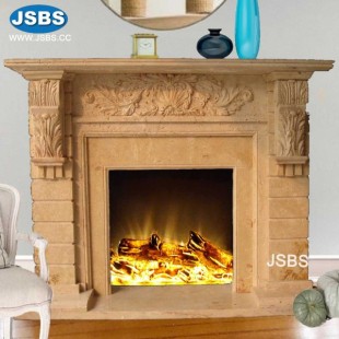 Dark Yellow Marble Fireplace, JS-FP330C