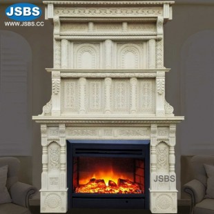 Double Pillar Marble Fireplace, JS-FP356