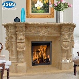 Egypt Cream Marble Fireplace, JS-FP035
