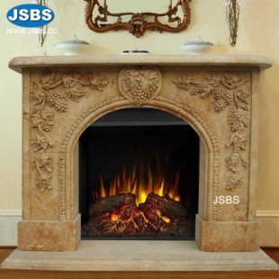 Egypt Cream Marble Fireplace, JS-FP342