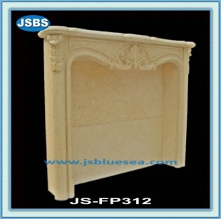 Engraving Cream Marble Fireplace , JS-FP312