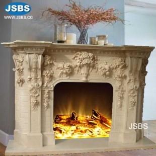 Engraving Opulent  Yellow Fireplace, JS-FP072