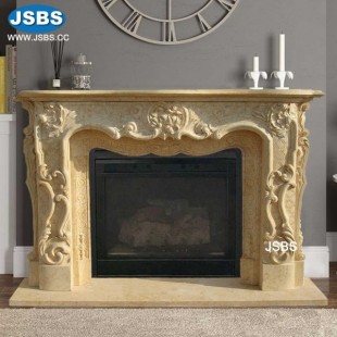 Engraving Yellow Fireplace Mantel, JS-FP010