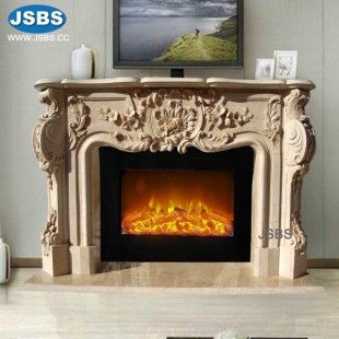 Leaf & Scroll Marble Fireplace , JS-FP003