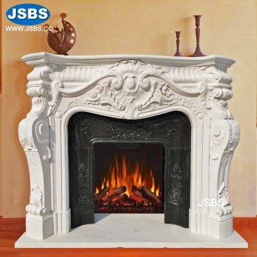 White Marble Fireplace Stove, JS-FP385