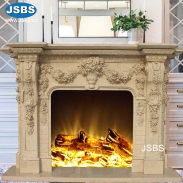 Light Yellow Marble Fireplace, Light Yellow Marble Fireplace