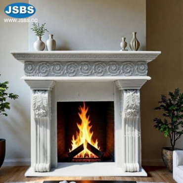 Small Marble Flower Fireplace Mantel, JS-FP534