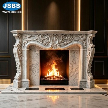 Carved Marble Fireplace Mantel, JS-FP606