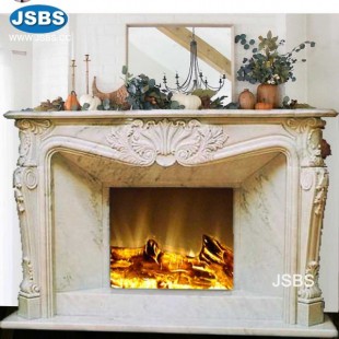 French Cream Marble Fireplace, JS-FP158