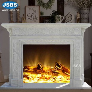 Indoor White Marble Fireplace, Indoor White Marble Fireplace