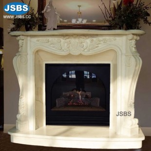 Light Yellow Marble Fireplace, JS-FP316