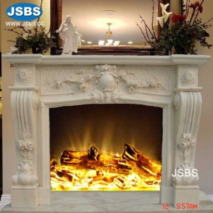 Natural White Marble Fireplace, JS-FP037