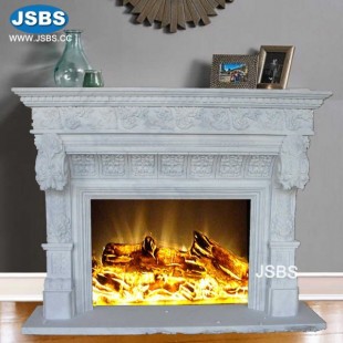 Nice White Marble Fireplace, JS-FP055