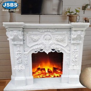 Nice White Marble Fireplace, JS-FP082
