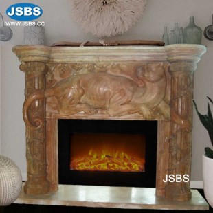 Red Fireplace Frame with Lion, JS-FP138