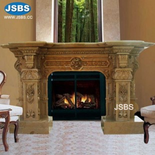 Top Selling Yellow Marble Fireplace, JS-FP019