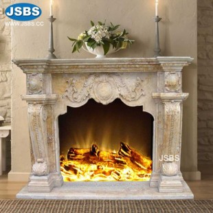 Top Selling Yellow Marble Fireplace, JS-FP235