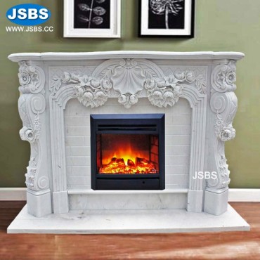 White Engraving Flower Fireplace, White Engraving Flower Fireplace