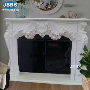 White Floral Fireplace Mantel , JS-FP081