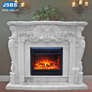 White Floral Fireplace Mantels, JS-FP054