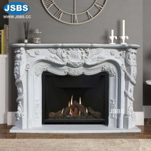 White Luxury Marble Fireplace, JS-FP185