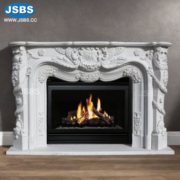 White Luxury Marble Fireplace, JS-FP185