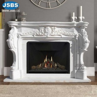 White Marble French Fireplace, JS-FP004