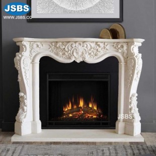 White Marble French Fireplace, JS-FP062