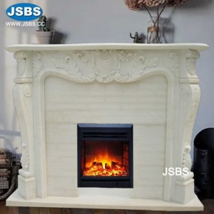 White Marble French Fireplace, JS-FP098